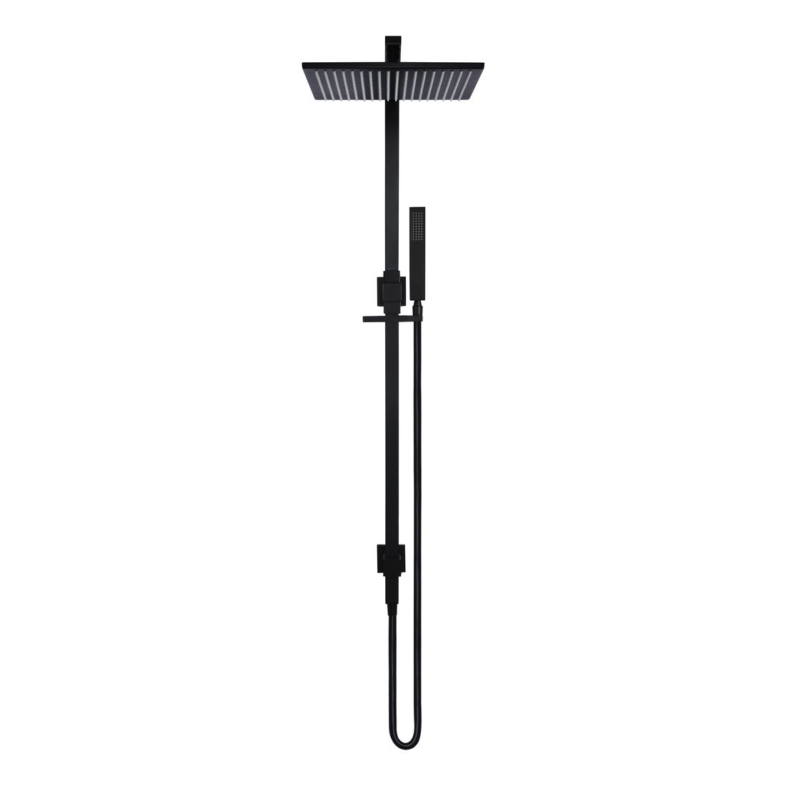 Square Combination Shower Rail 300mm rose Matte Black