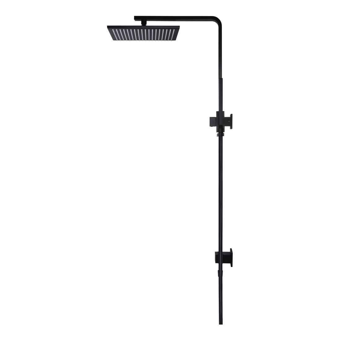 Square Combination Shower Rail 300mm rose Matte Black