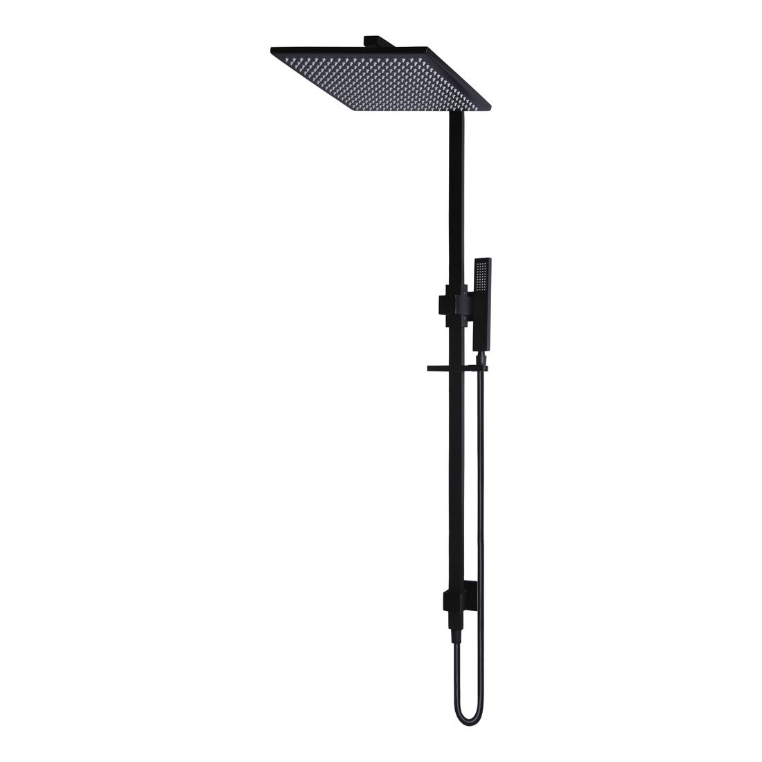 Square Combination Shower Rail 300mm rose Matte Black