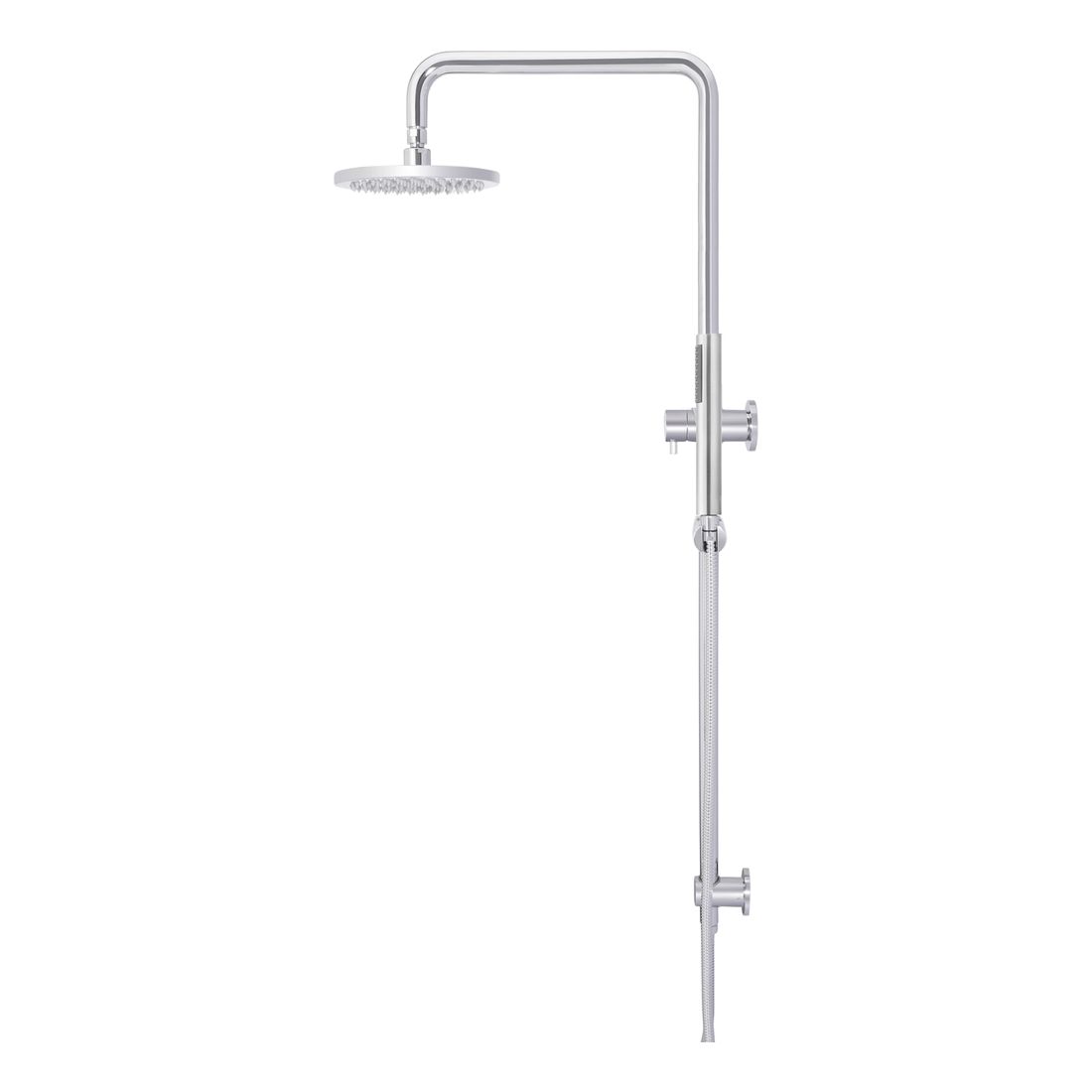Round Combination Shower Rail 200mm Rose, Single Function Hand Shower Chrome