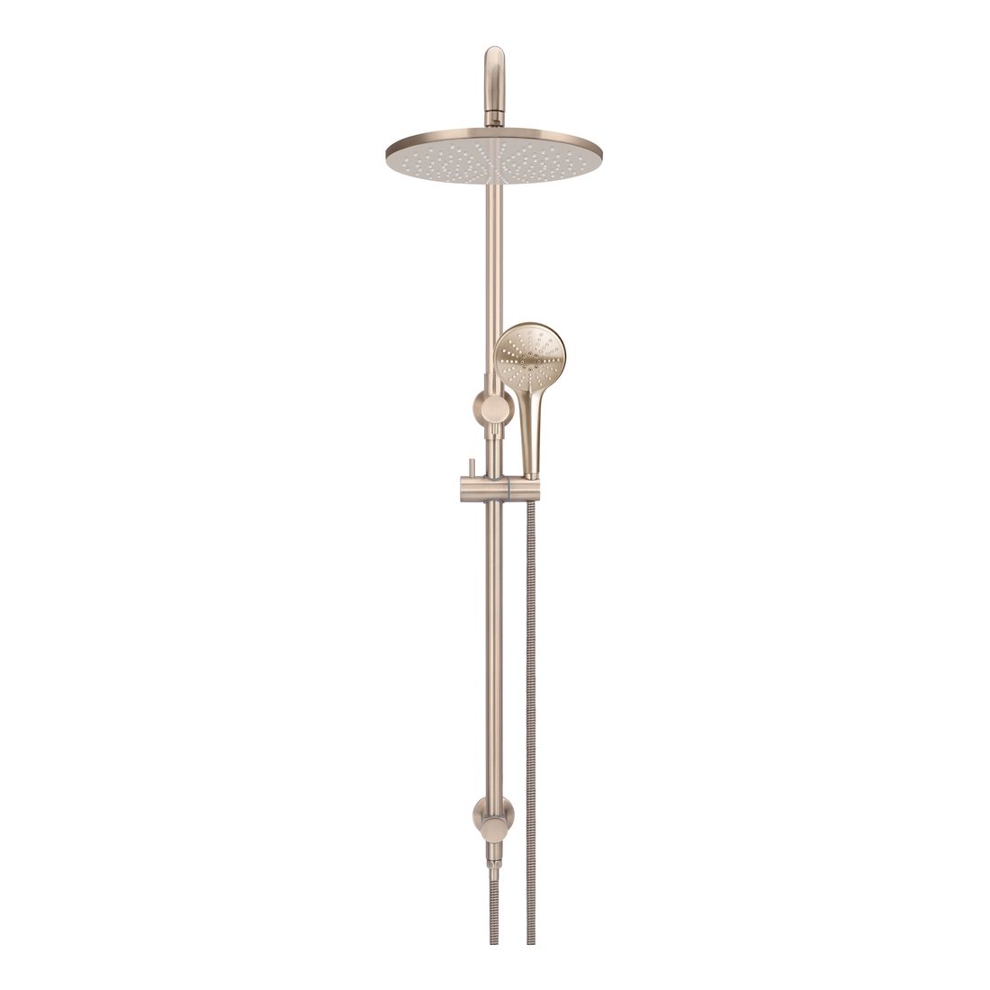 Round Combination Shower Rail 300mm Rose, Three Function Hand Shower Champagne