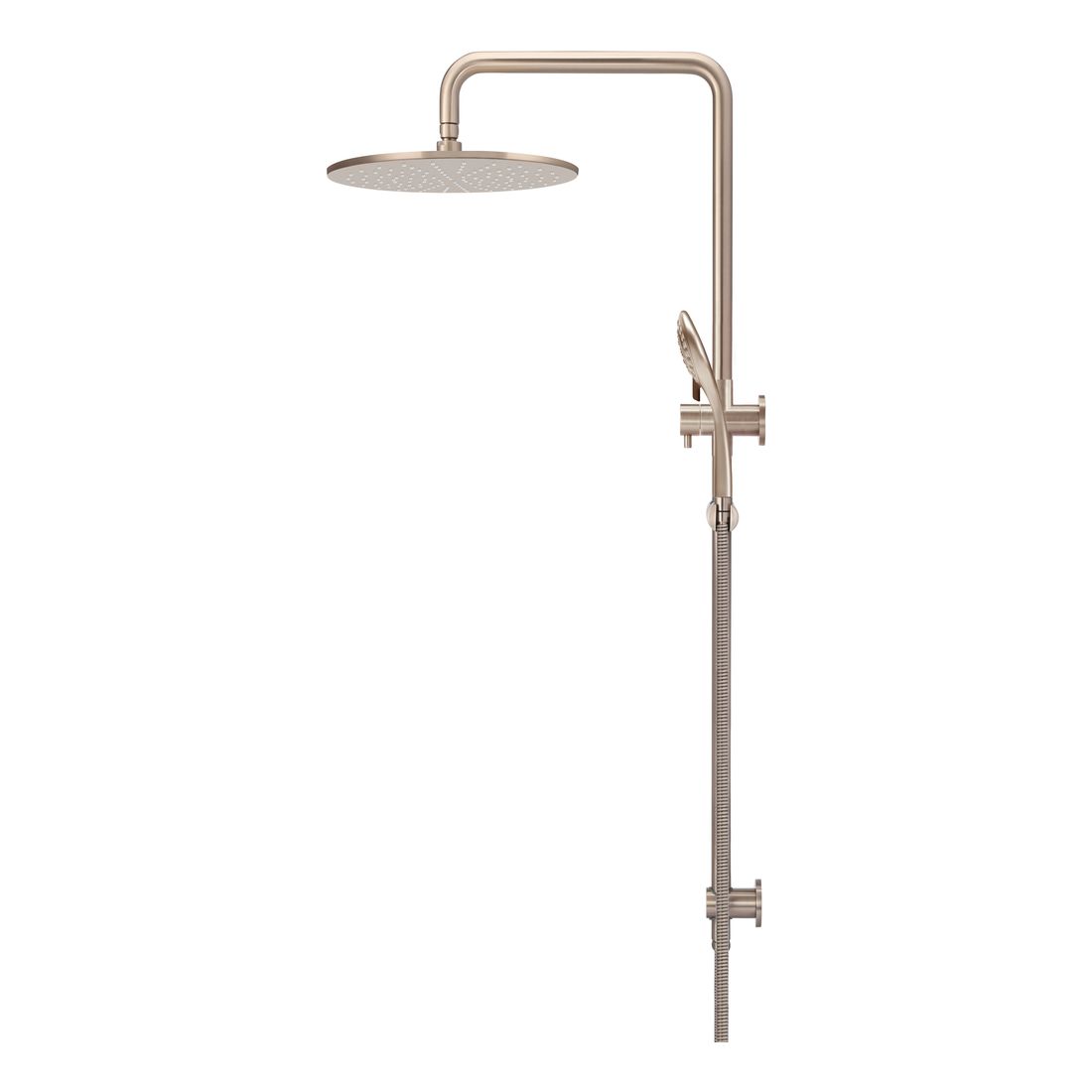 Round Combination Shower Rail 300mm Rose, Three Function Hand Shower Champagne