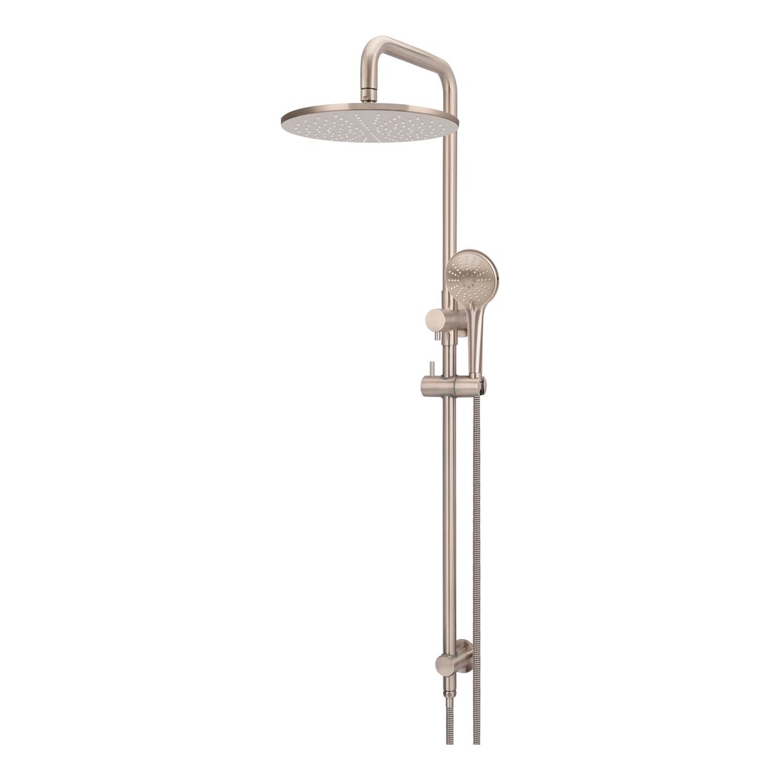 Round Combination Shower Rail 300mm Rose, Three Function Hand Shower Champagne