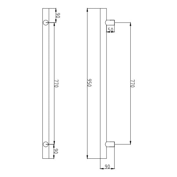 Non-Heated Vertical Towel Rail 40 x 950mm - Light Gold