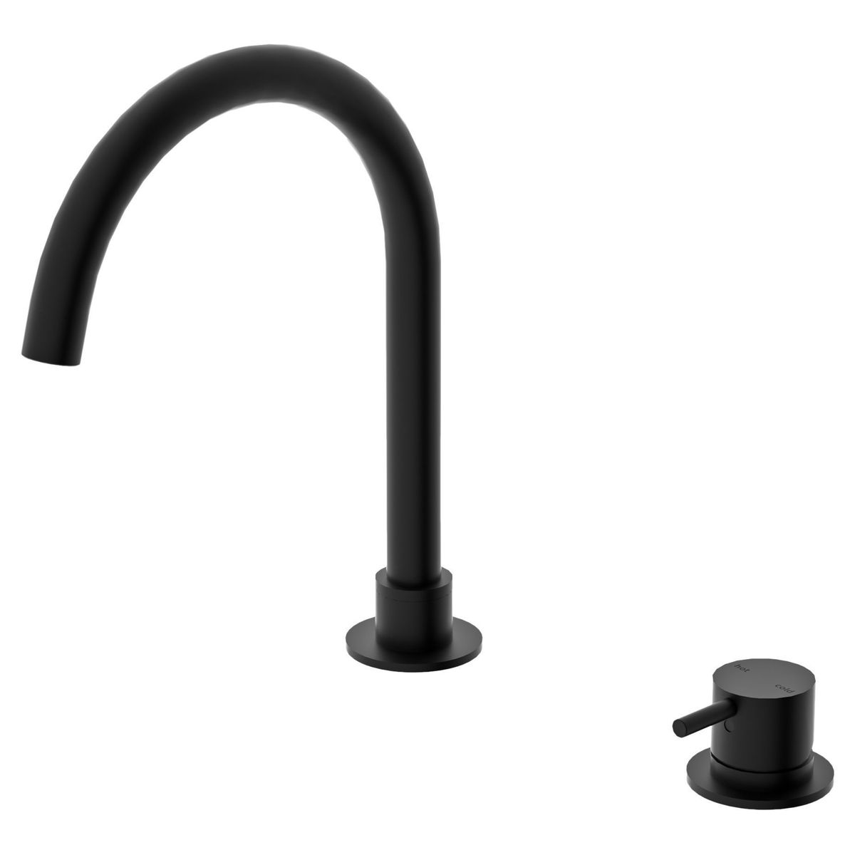 Mecca Hob Basin Mixer Round Spout - Matte Black