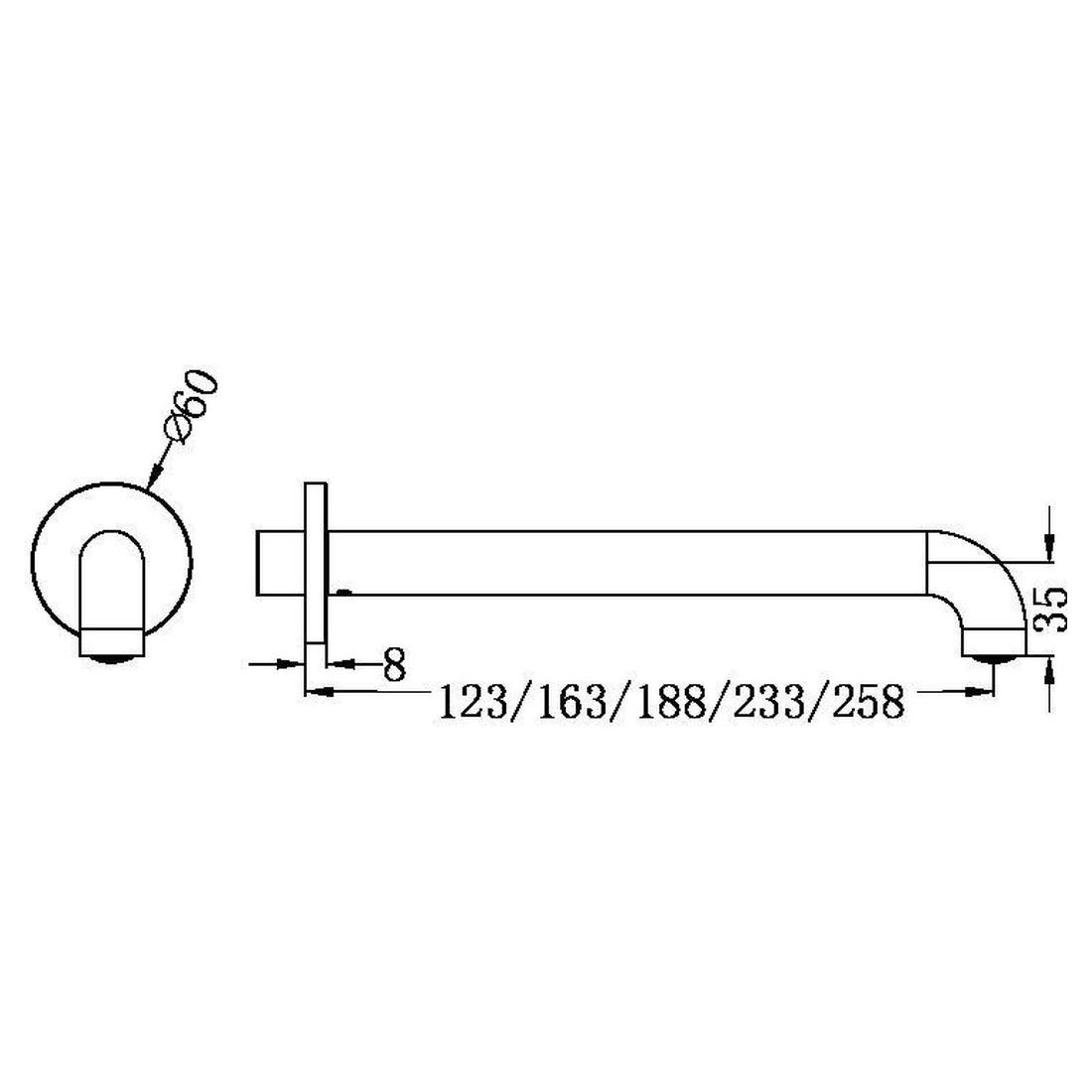 Mecca Basin/Bath Spout Only 260mm in Matte Black