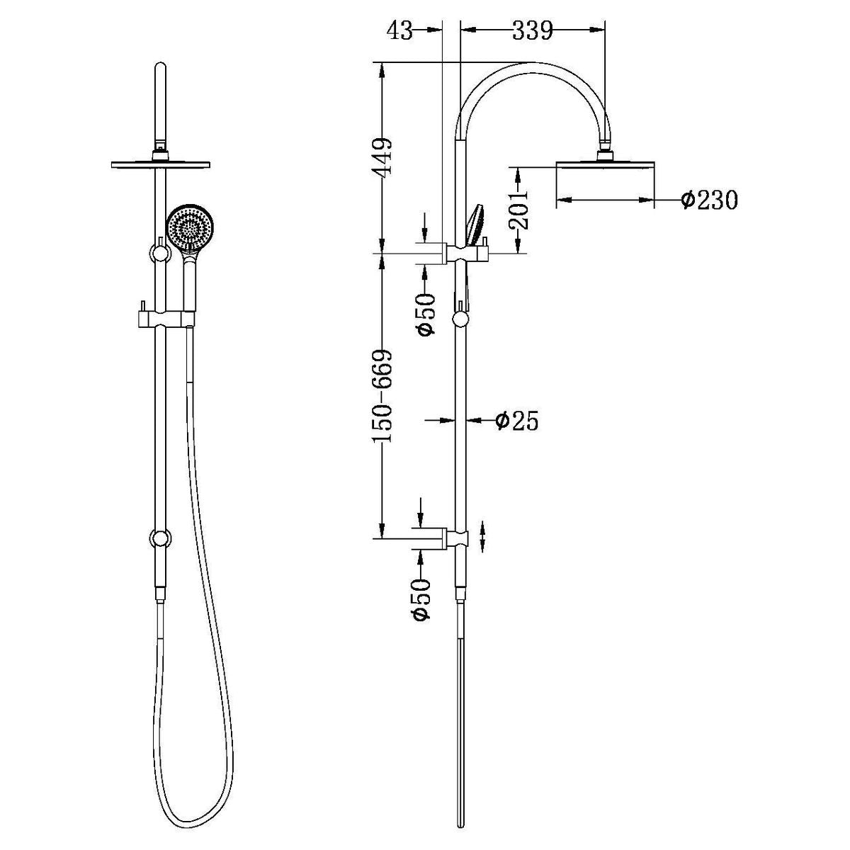 Mecca Twin Shower With Air Shower - Brushed Nickel