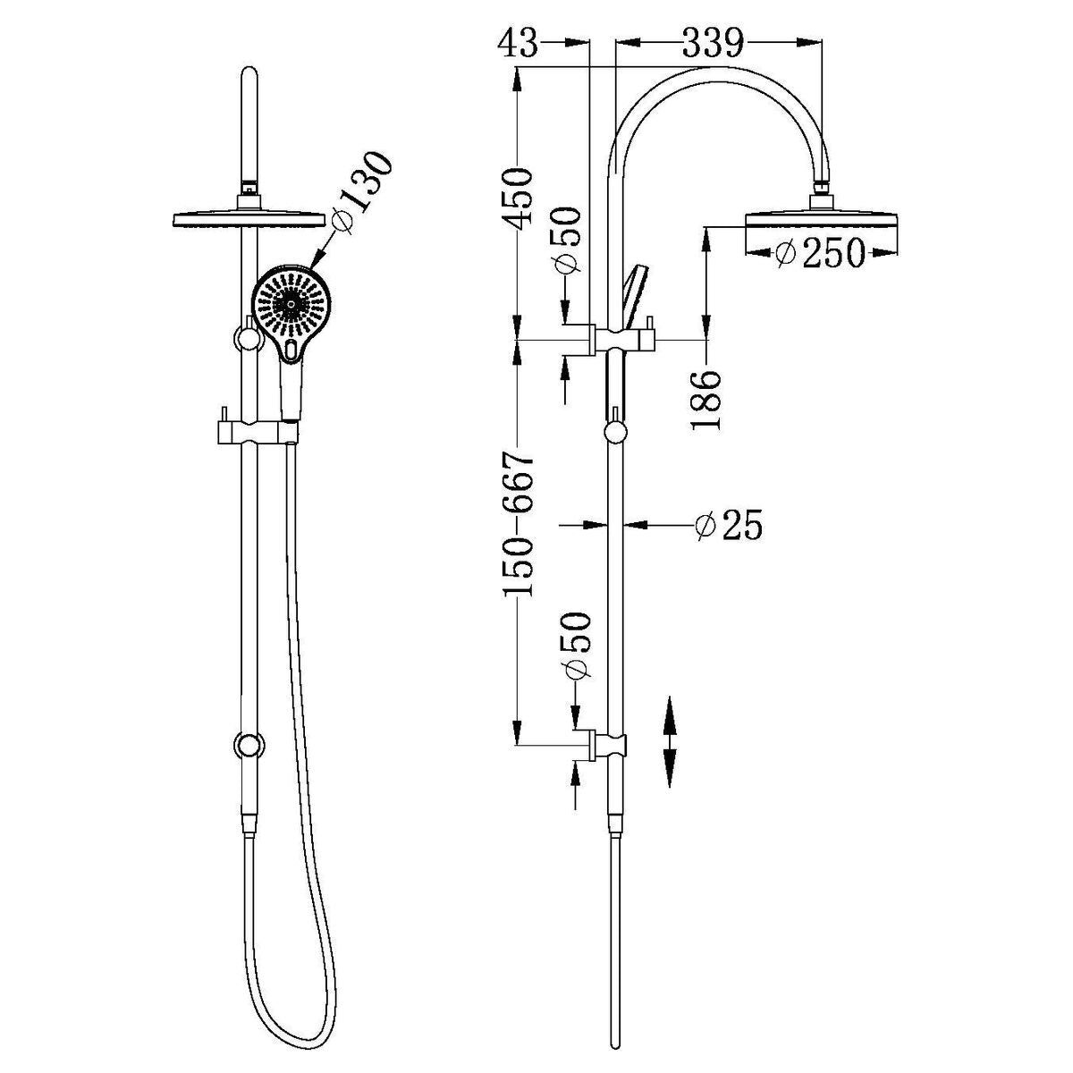 Mecca Twin Shower With Shower - Gun Metal