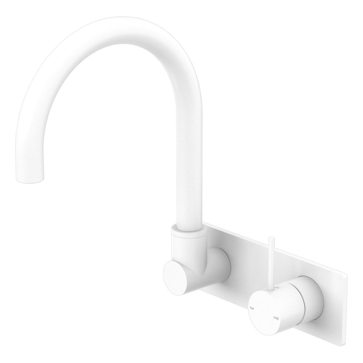 Mecca Wall Basin/Bath Mixer Swivel Spout Handle Up in Matte White