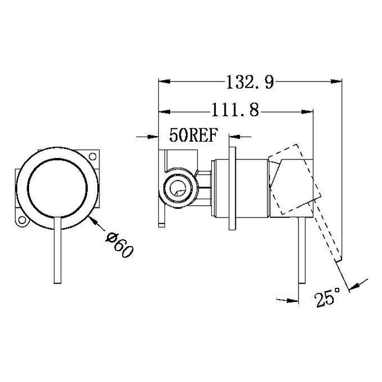 Mecca Shower Mixer 60mm Plate - Brushed Nickel