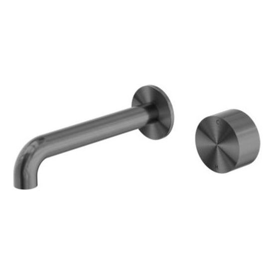 Kara Progressive Wall Basin Mixer 185mm Spout in Gun Metal