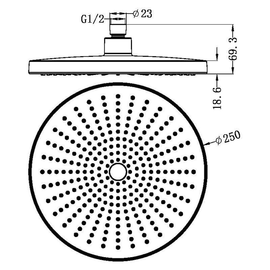 Opal 250mm Shower Head - Graphite