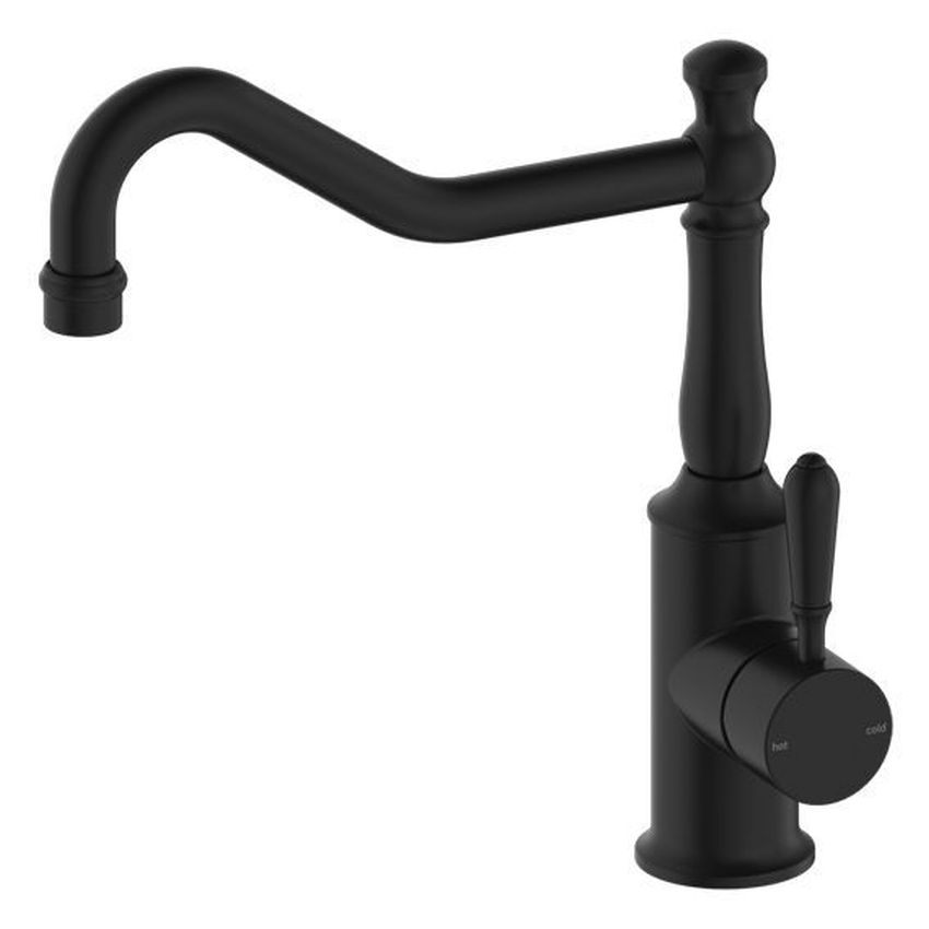 York Kitchen Mixer Hook Spout With Metal Lever - Matte Black