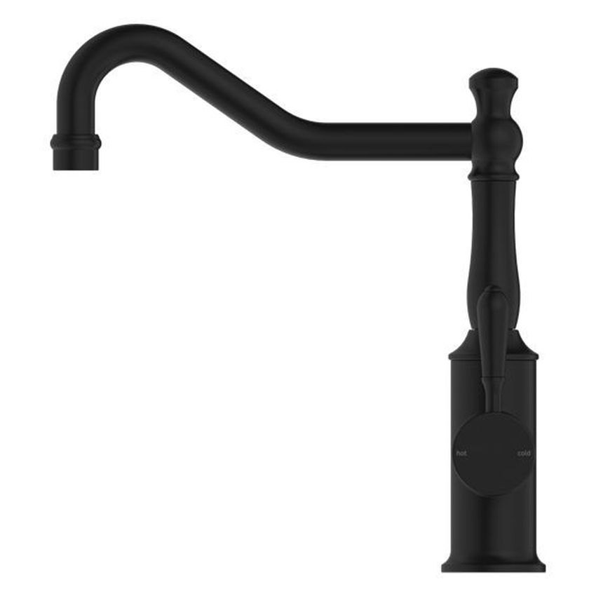 York Kitchen Mixer Hook Spout With Metal Lever - Matte Black