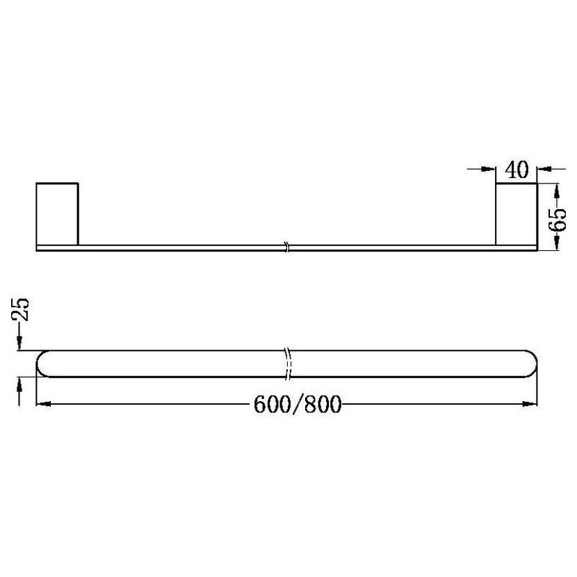 Bianca Single Towel Rail 600mm - Gun Metal
