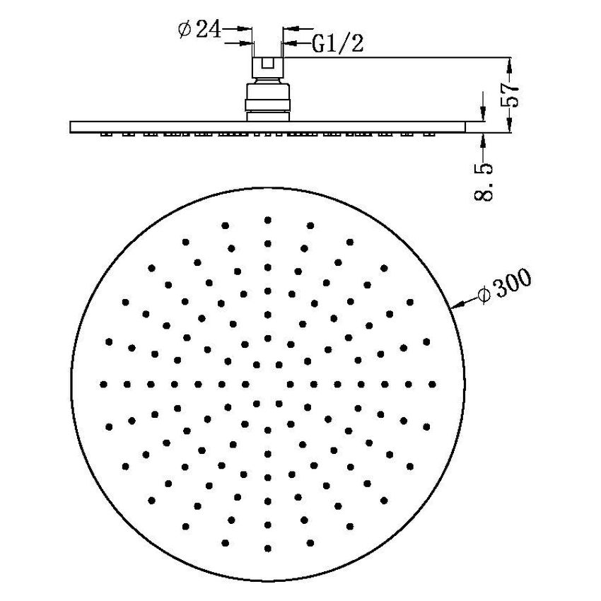 300mm Round Shower Head in Gun Metal