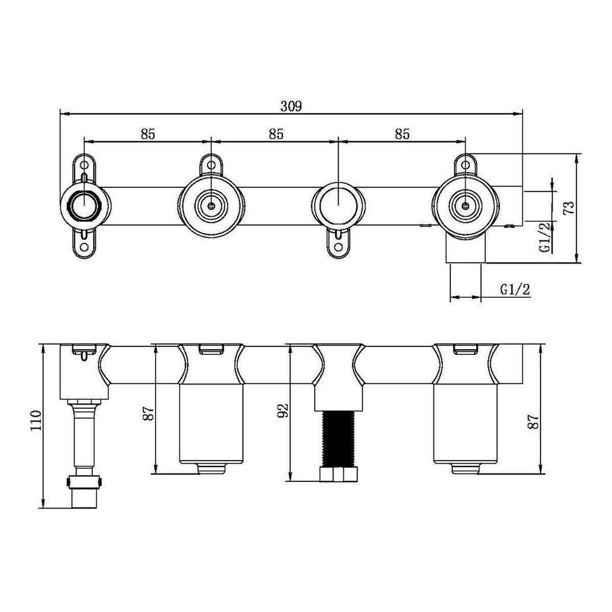 Premium Universal Progressive Shower System With Spout Body Only