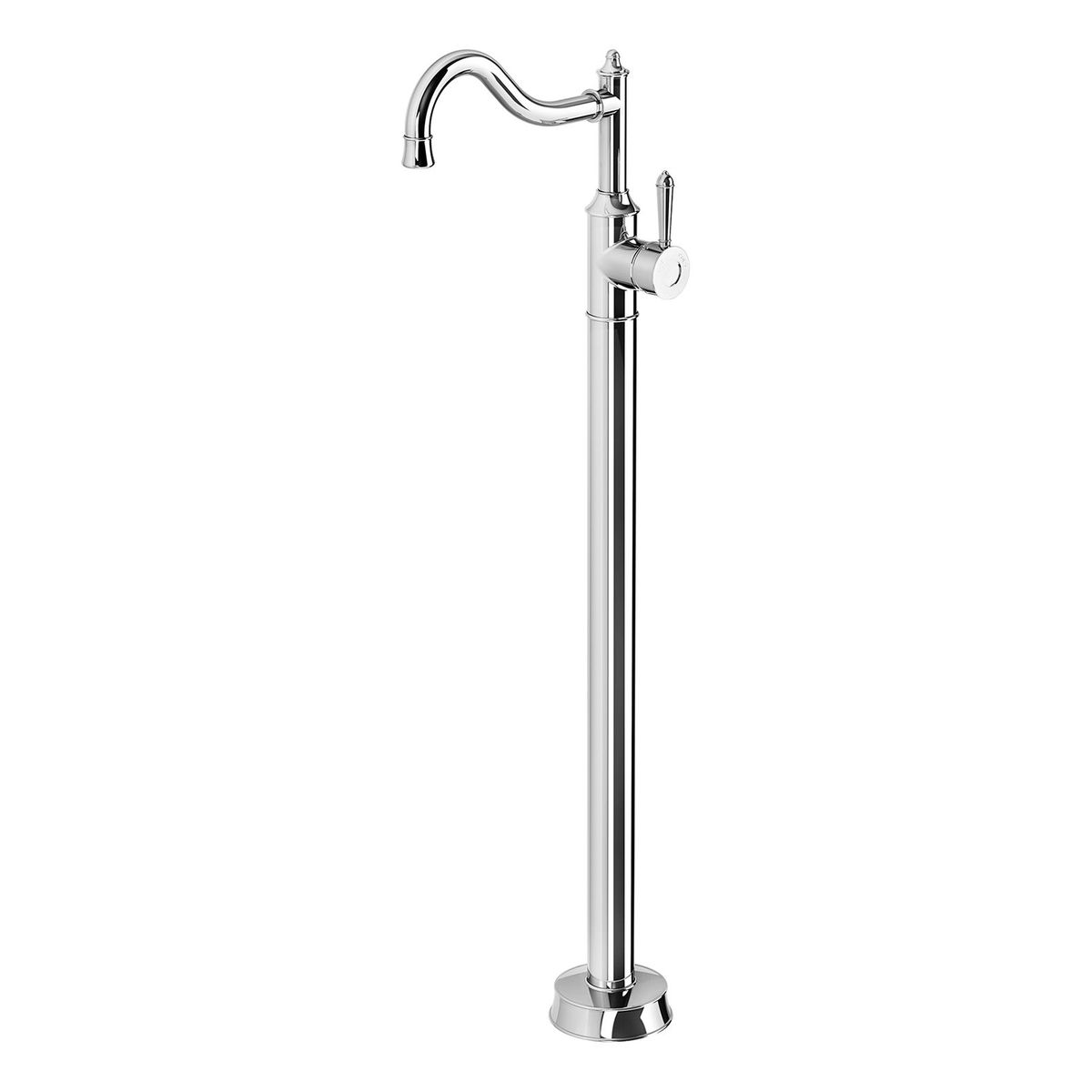 Nostalgia Floor Mounted Bath Mixer Shepherds Crook - Chrome