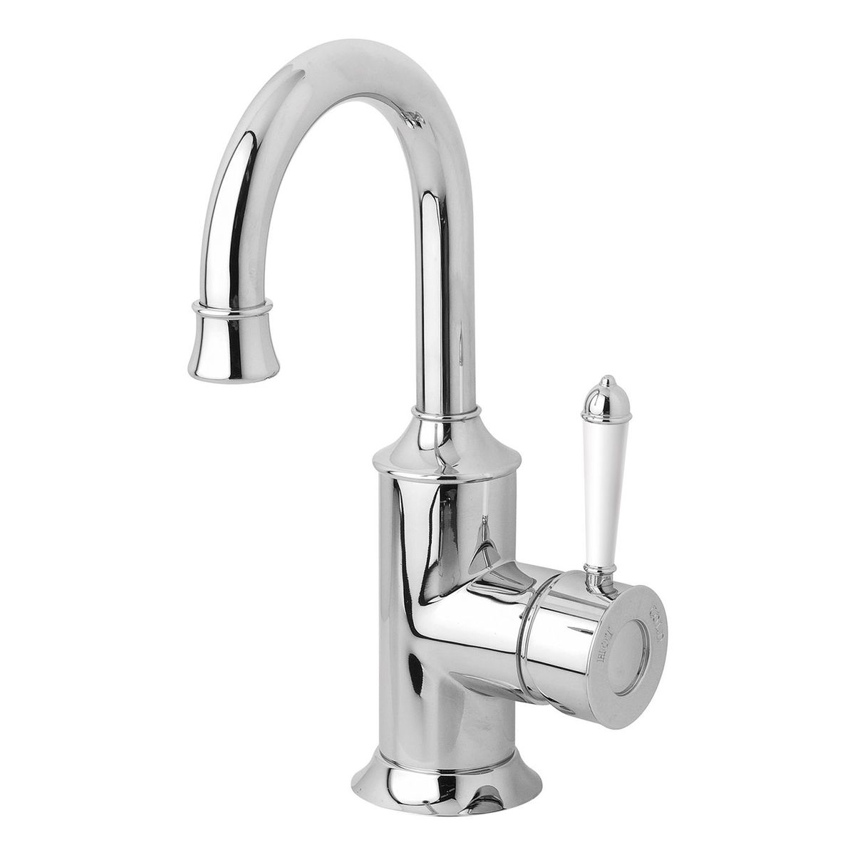 Nostalgia Basin Mixer 120mm Gooseneck - Chrome / Natural White