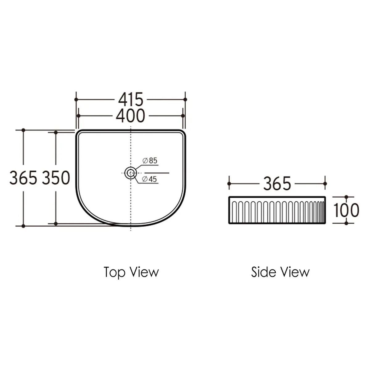Archie 415X365X100 Ceramic Basin - Gloss White