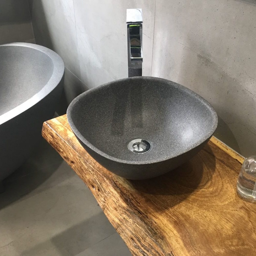 Marcello 450mm Above Counter Stone Basin - Grey