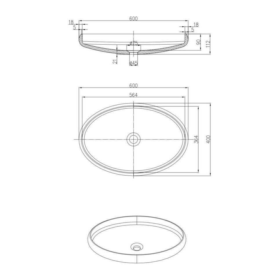 Piero Above Counter Stone Basin - Grey