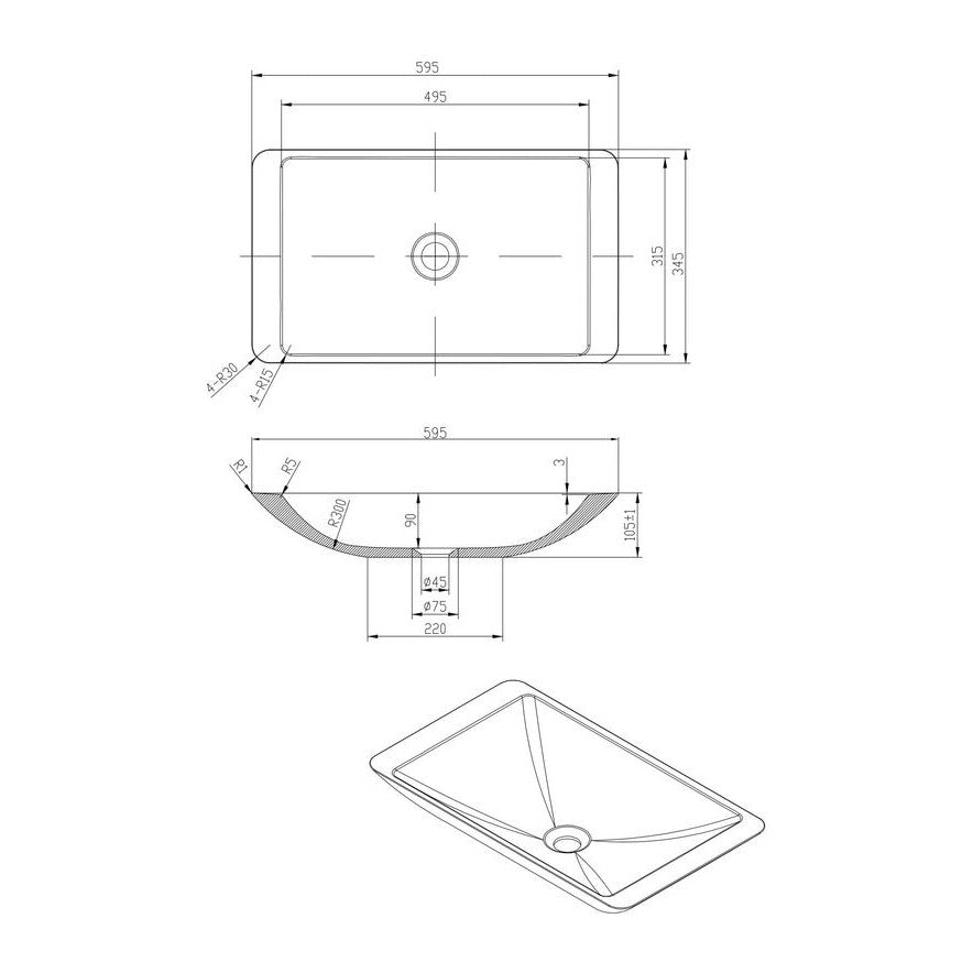 Lidia Above Counter Stone Basin - Matte White
