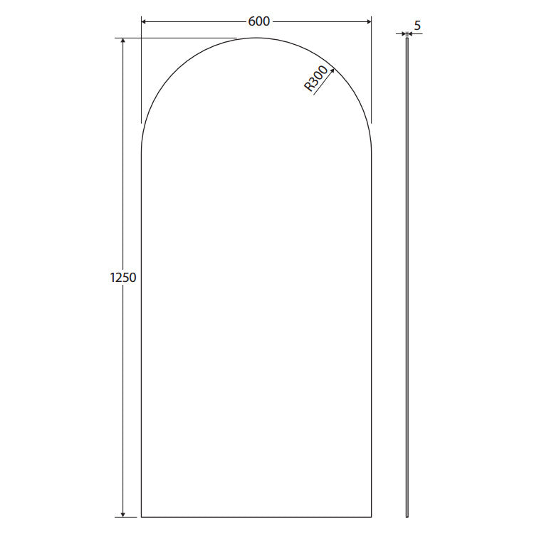 Arch Mirror - 600 x 1250mm