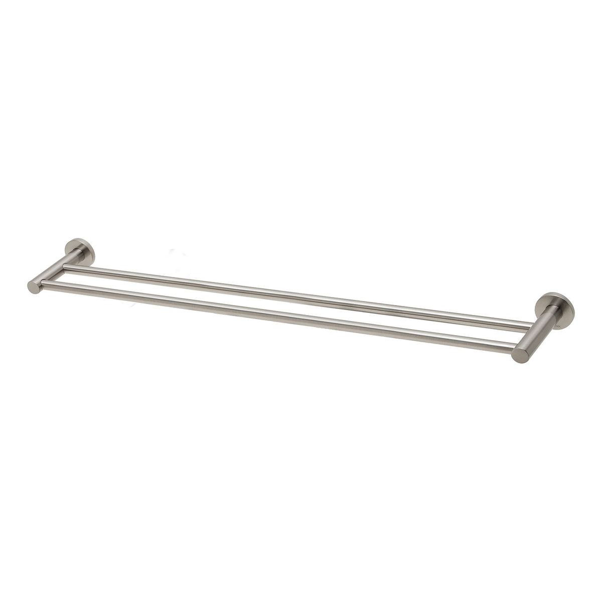 Radii Double Towel Rail 800mm Round Plate - Brushed Nickel