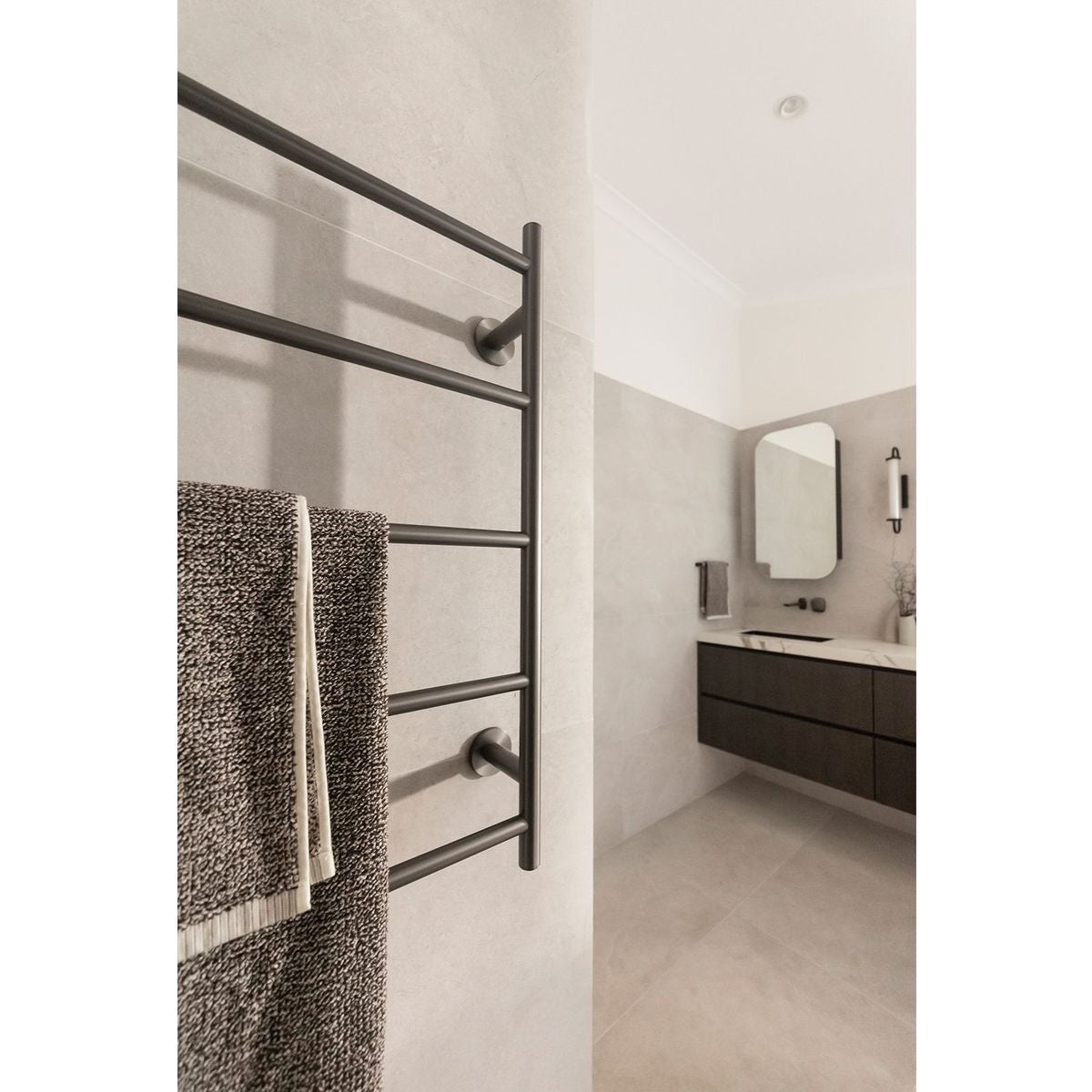 Radii Heated Towel Ladder 750mm x 740mm - Brushed Carbon