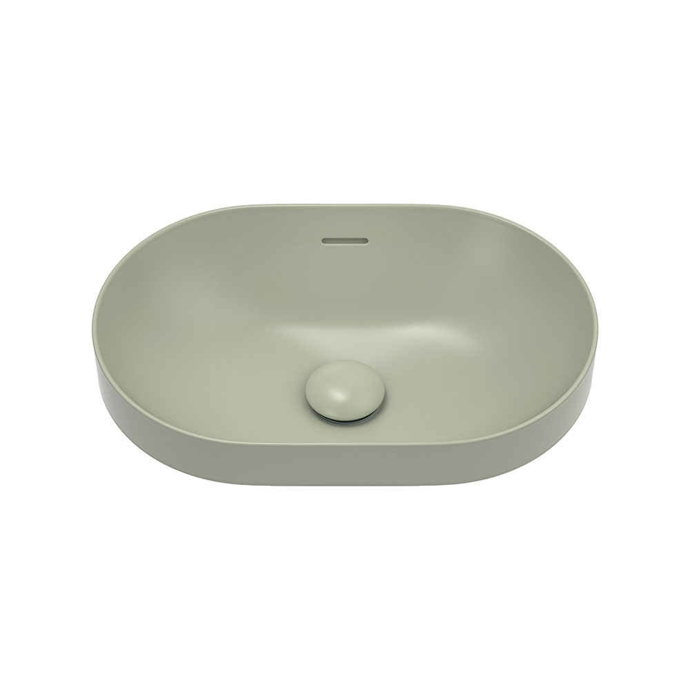 Aluca Pill Ceramic Semi-Inset Basin, Olive