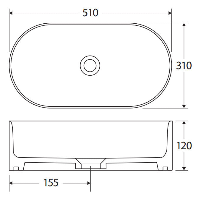 Aluca Pill Above Counter Basin, Matte White