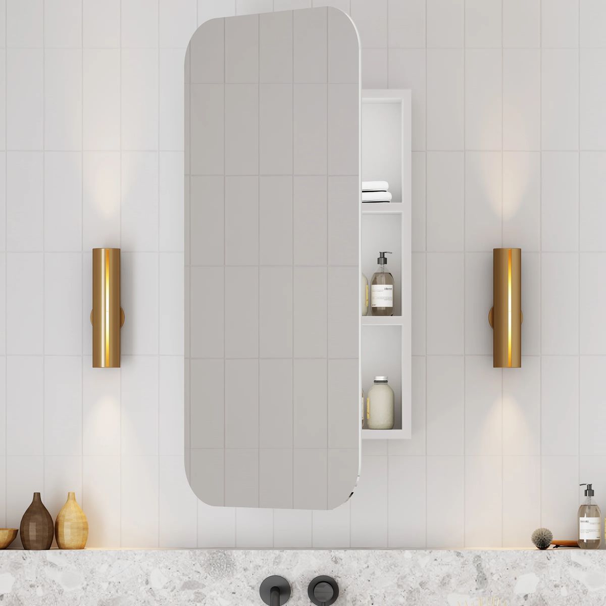 Rec 450x900mm Shaving Cabinet in Matte White