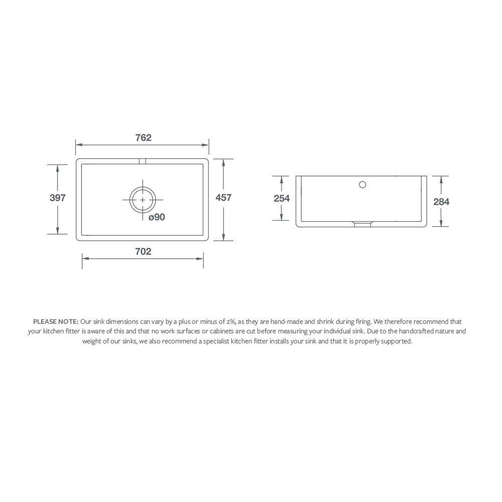 Shaws Shaker Single 800 Sink