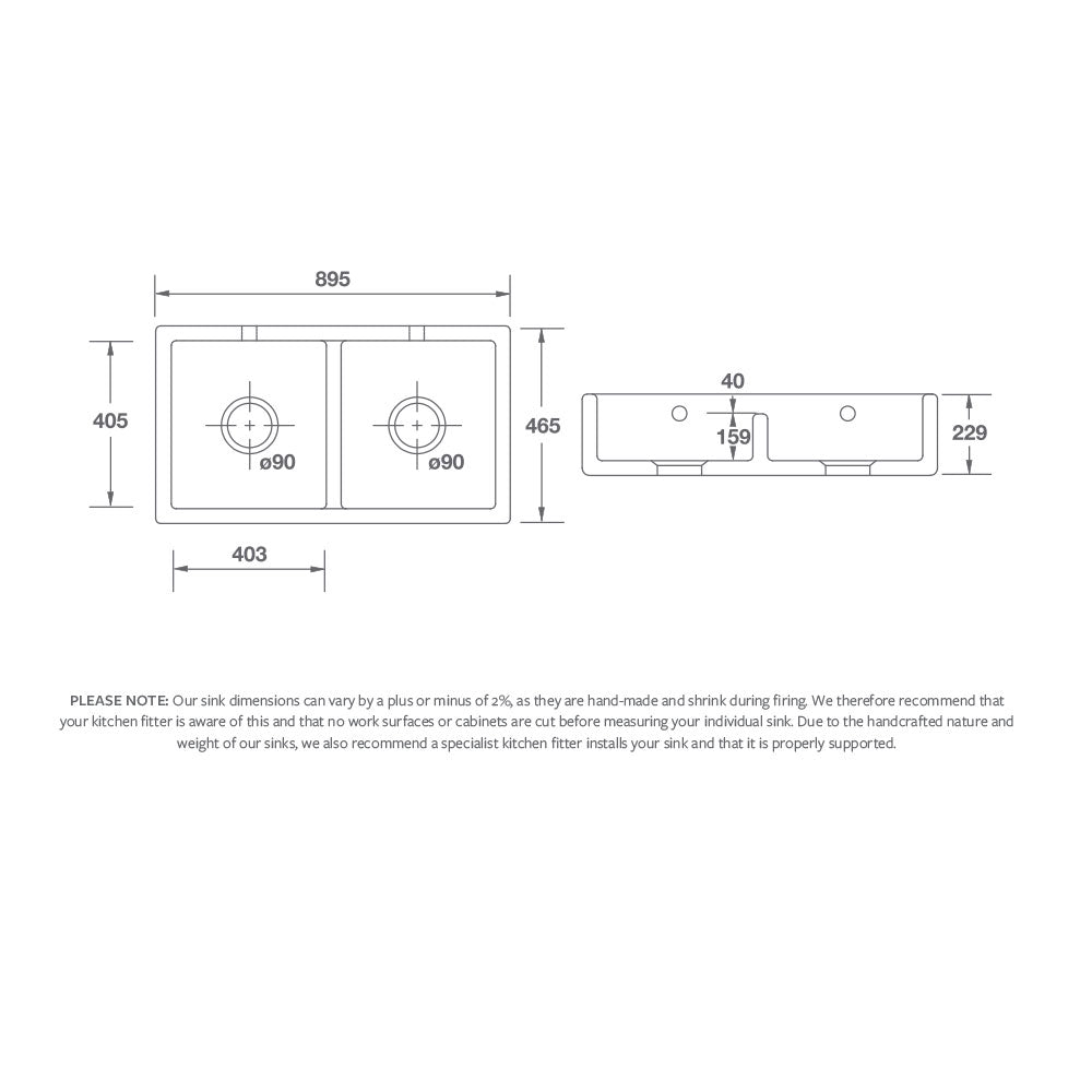 Shaws Shaker Double 900 with overflow