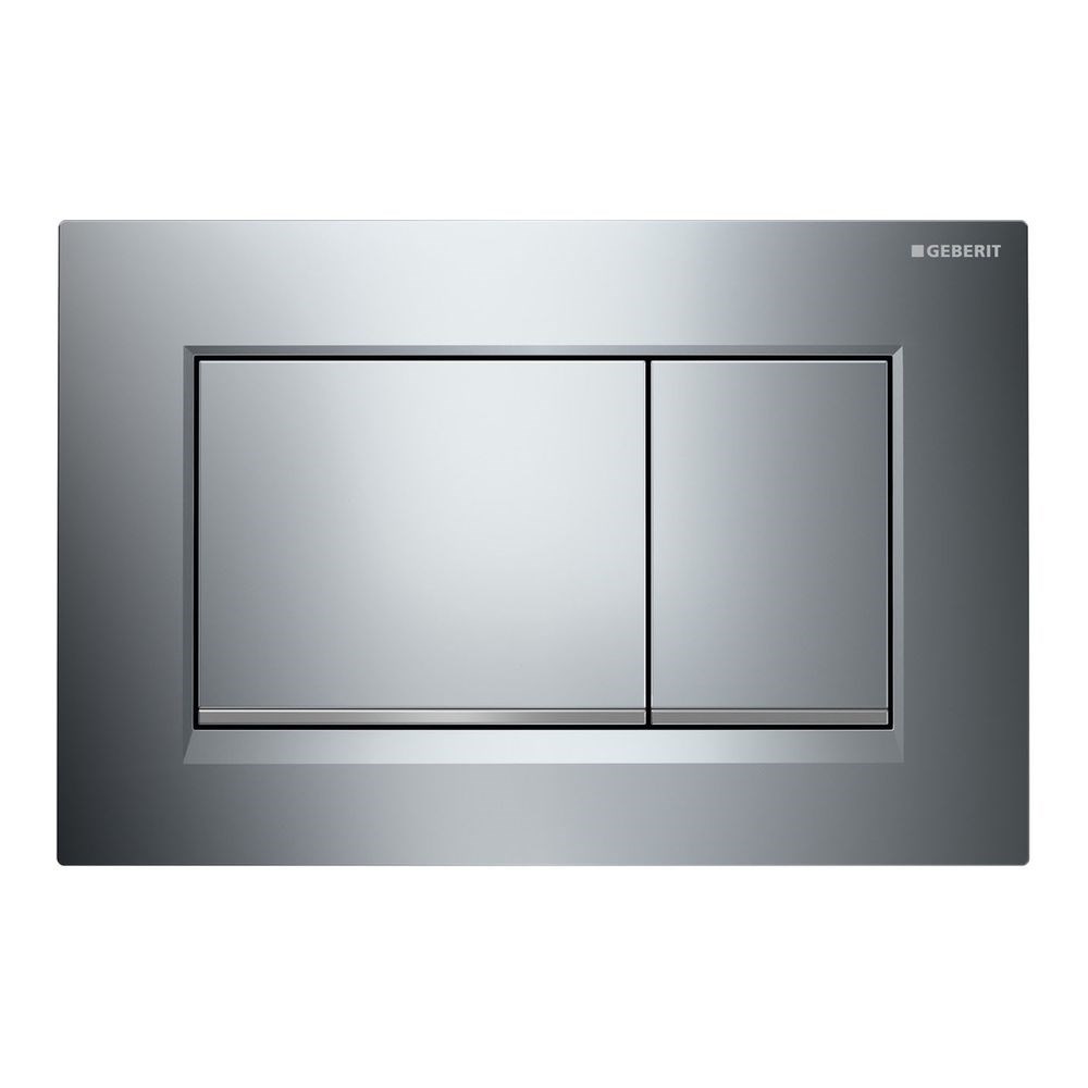 GEBERIT Sigma 30 Rectangular Button Flush Plate, Chrome