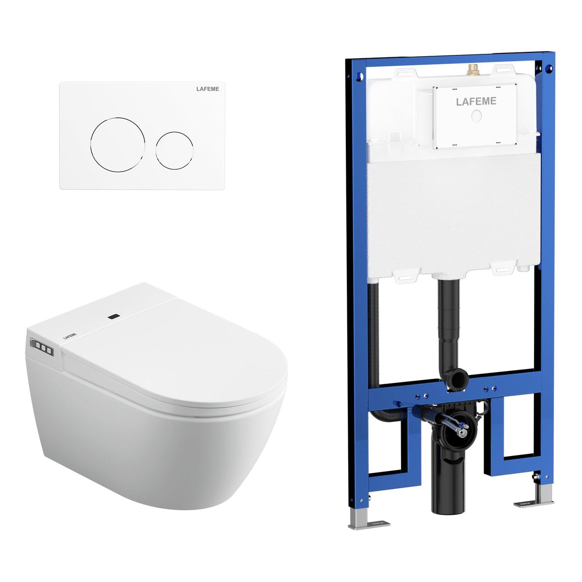Sesto Inwall Cistern Wall Hung Smart Toilet With Matte White Flush Plate