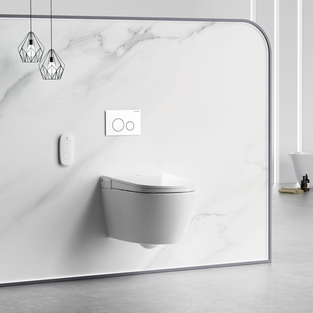 Sesto Inwall Cistern Wall Hung Smart Toilet With Matte White Flush Plate