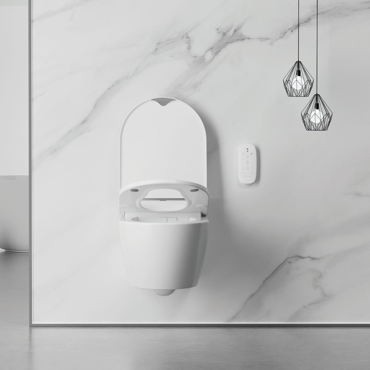 Sesto Inwall Cistern Wall Hung Smart Toilet With Gun Metal Flush Plate