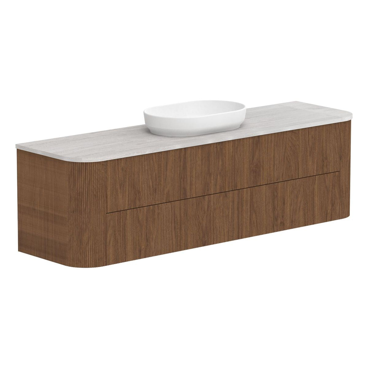 Thirroul Florentine Walnut 1800 Wall Hung Vanity, Centre Bowl