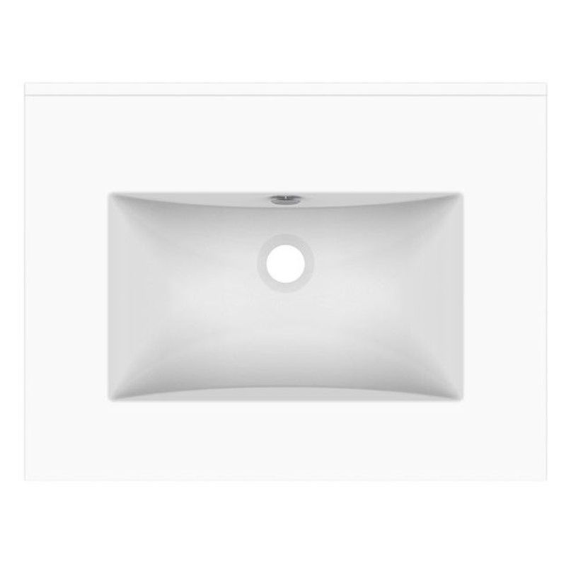 Glacier Ceramic Moulded Top 600mm Centre Bowl 0 Tap Hole in Gloss White
