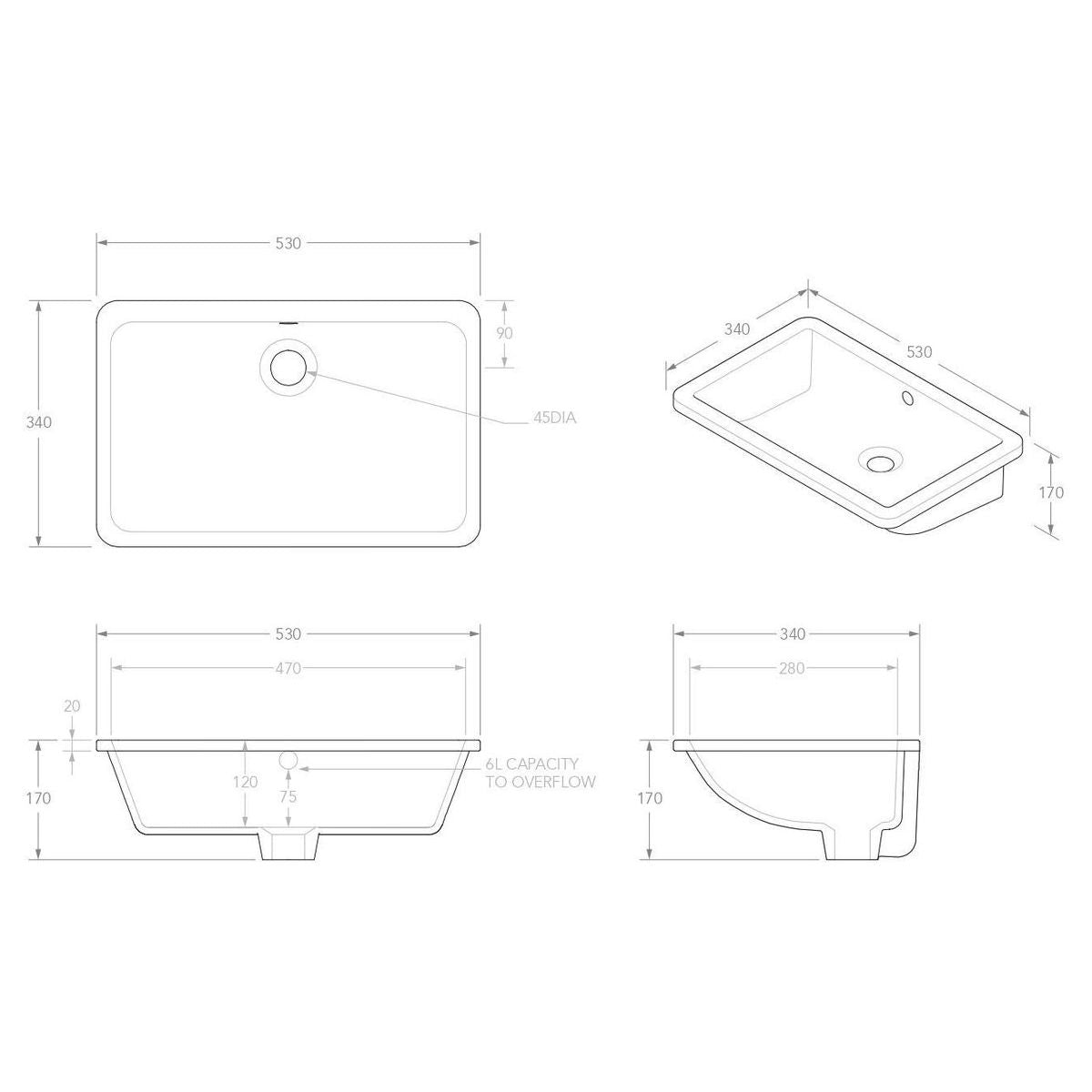 Nesa Under-Counter Basin in Gloss White