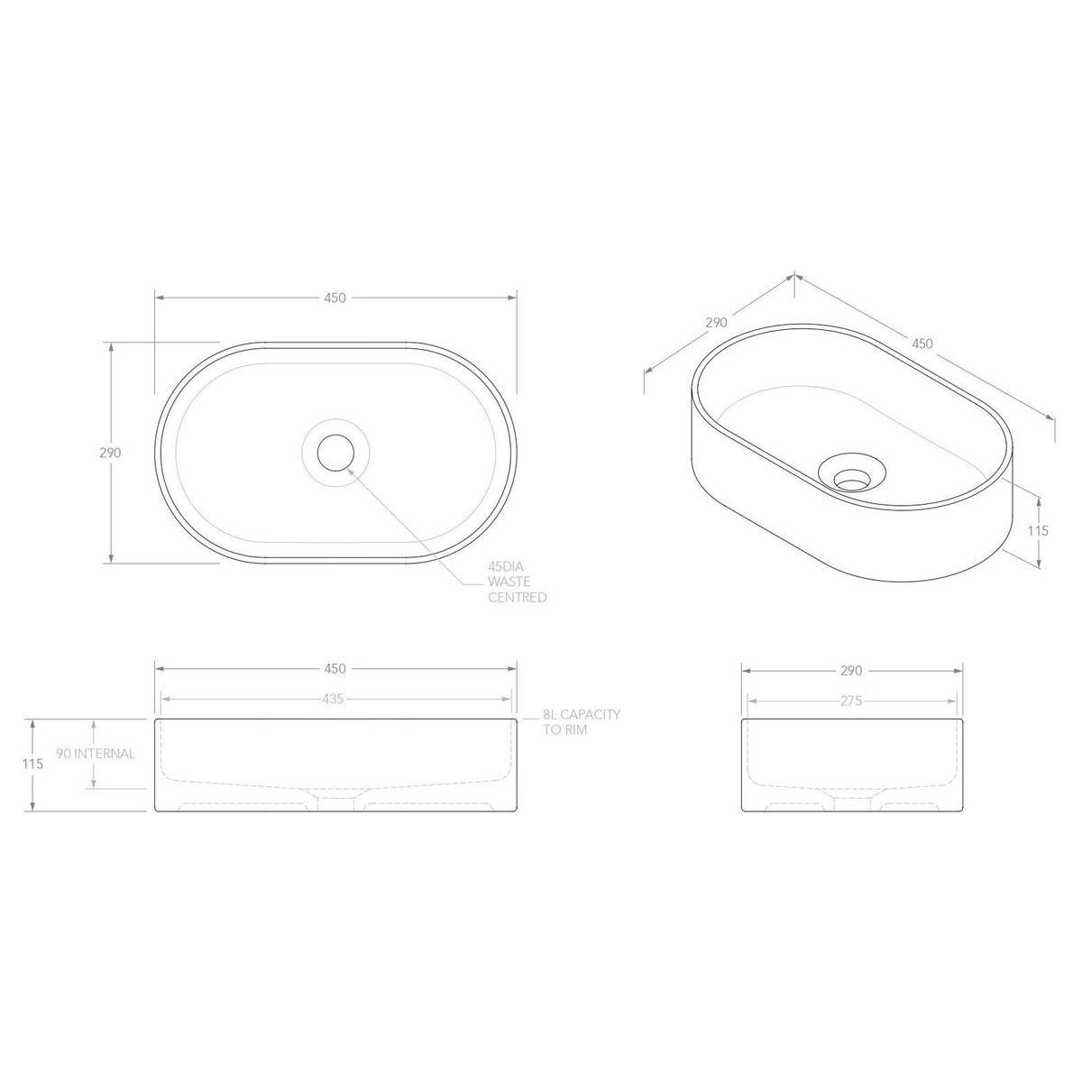 Patty Above Counter Basin in Matte White