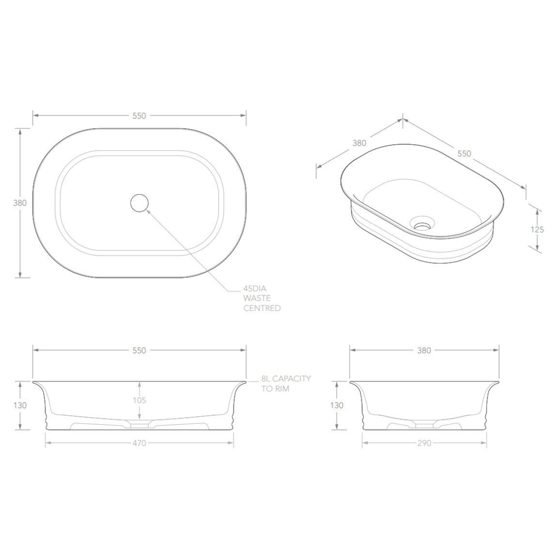 Titan Gloss White Ceramic Above Counter Basin