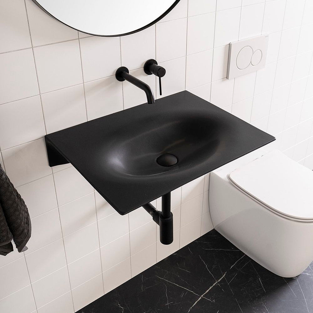 Veil Wall Hung Basin 0 Tap Hole in Matte Black