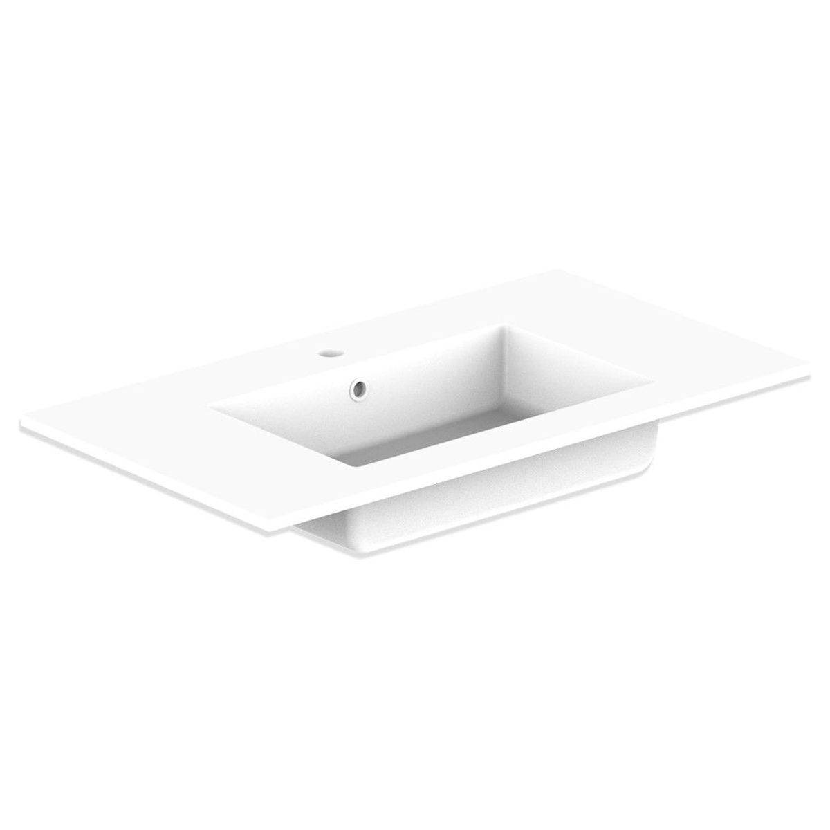 Glacier Cast Marble Moulded Top 900mm Centre Bowl 1 Tap Hole in Gloss White