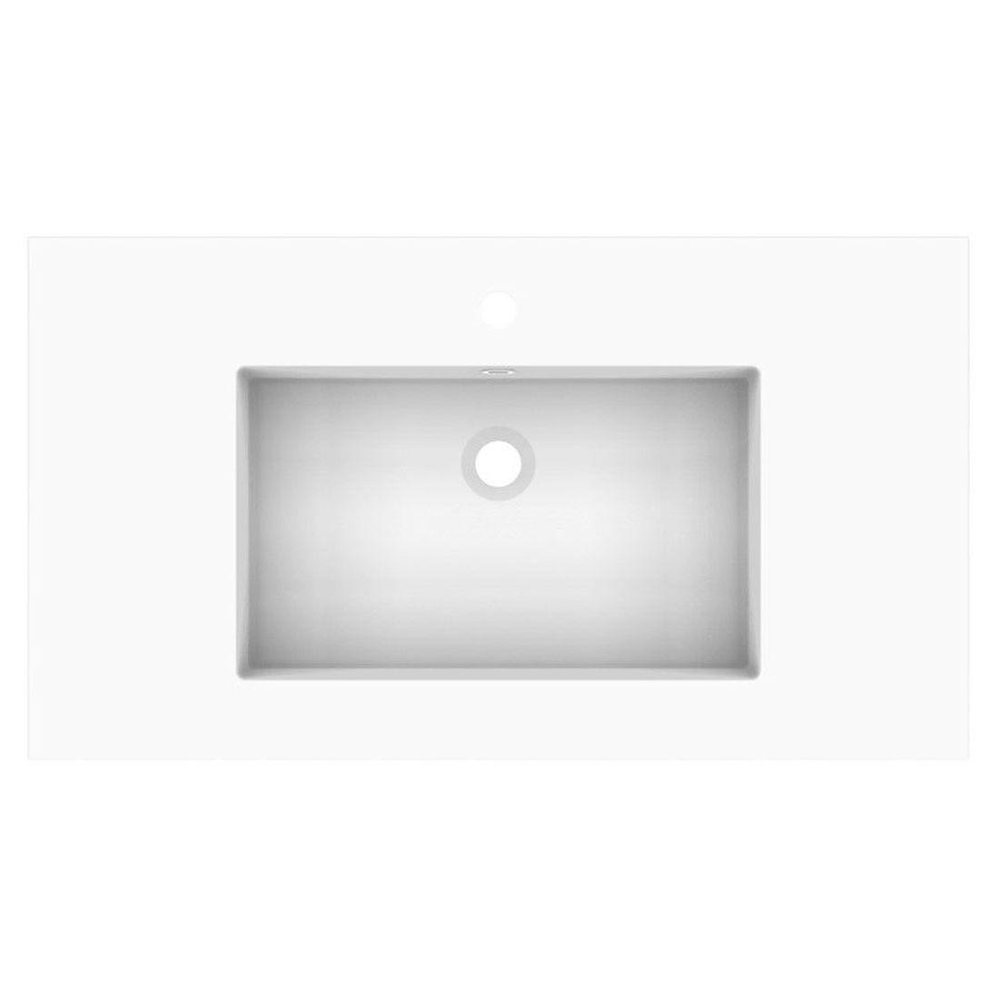 Glacier Cast Marble Moulded Top 900mm Centre Bowl 1 Tap Hole in Gloss White