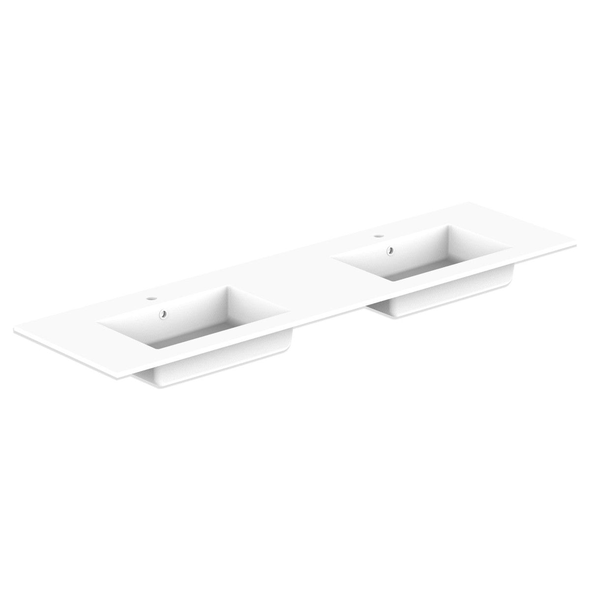 Glacier Cast Marble Moulded Top 1800mm Double Bowl 1 Tap Hole in Gloss White