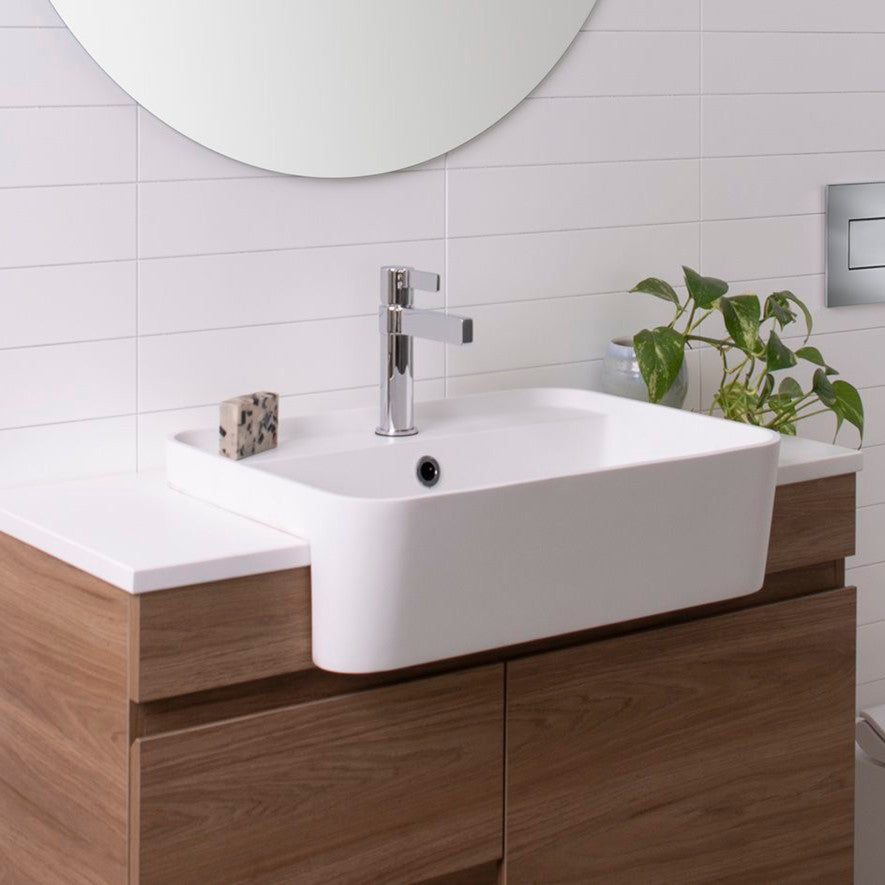 Miya 550 Semi-Recessed Basin in Matte White