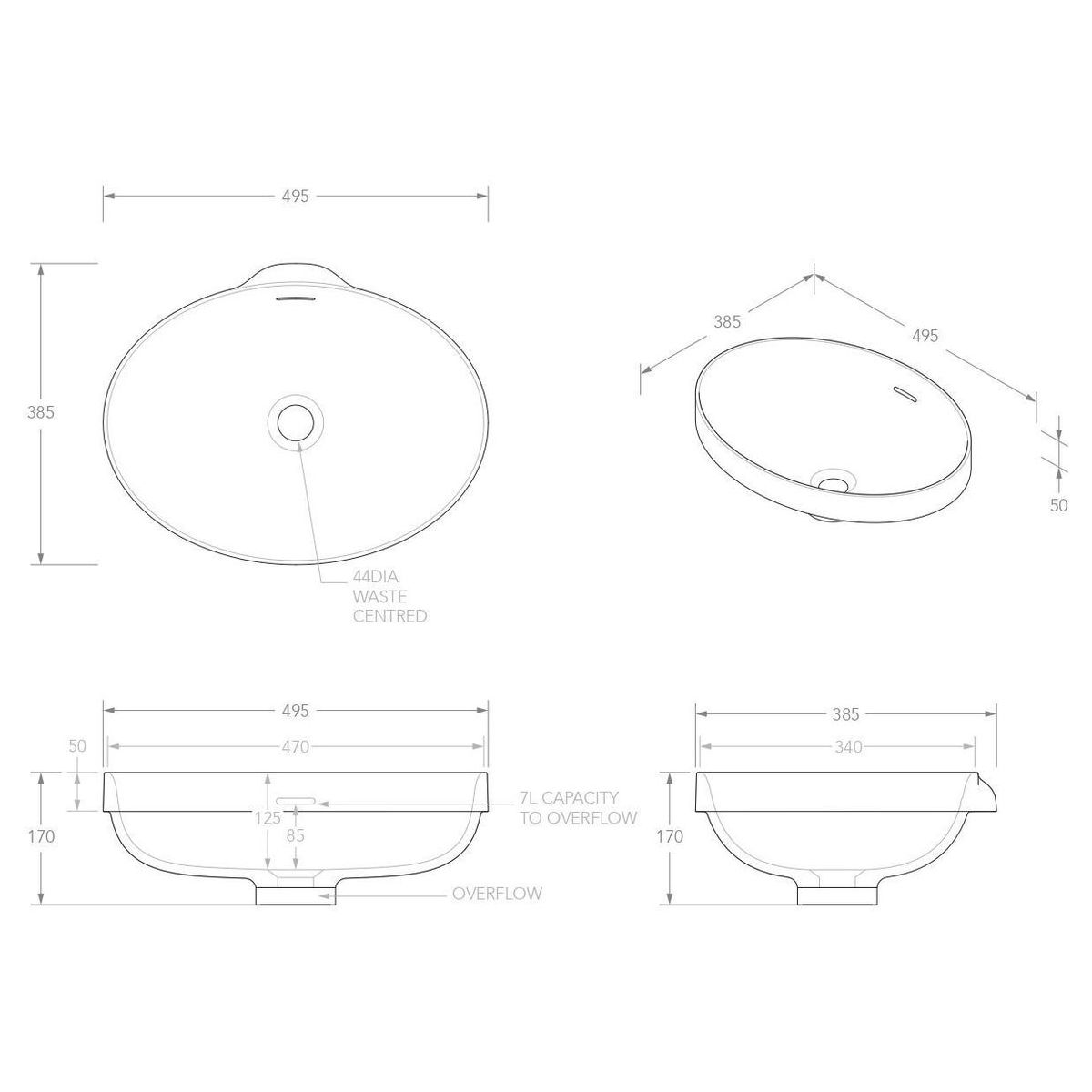 Ozera Semi-Inset Basin in Gloss White